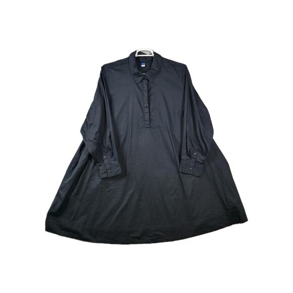 Old Navy 100% Cotton Black LS Knee Length Shirt Dress Women's Plus 3X - Picture 1 of 12